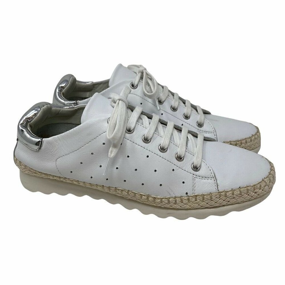 Studio Flexx Womens Wob Espadrille Sneaker Shoes White Leather Lace Perforated 8